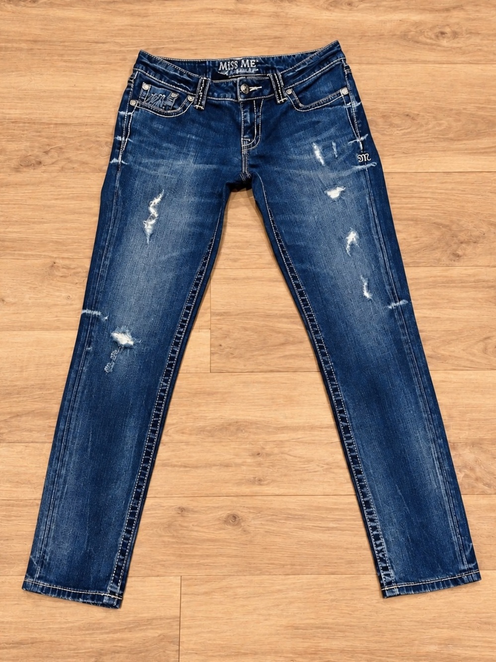 Miss Me The M Series Skinny Jeans Size 28x29 Low Rise Stretch Buckle EUC